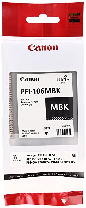 Canon 6620B001AA Matte Black Ink Cartridge (Tank) PFI-106MBK